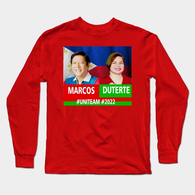 BBM Sara Marcos Duterte Uniteam Merch Gift Idea Red Green Pinoy Pinay Philippines 2022 SaraAll Long Sleeve T-Shirt by familycuteycom